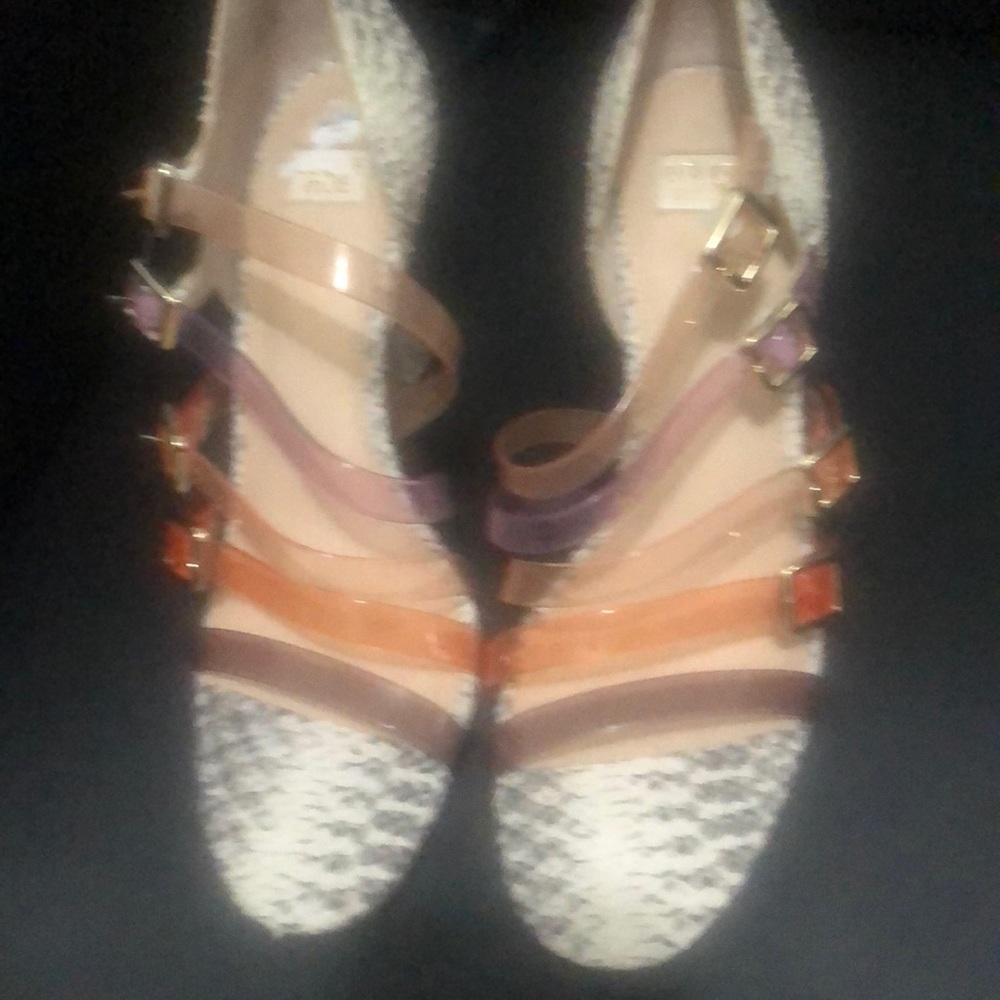 Open toe strip heels